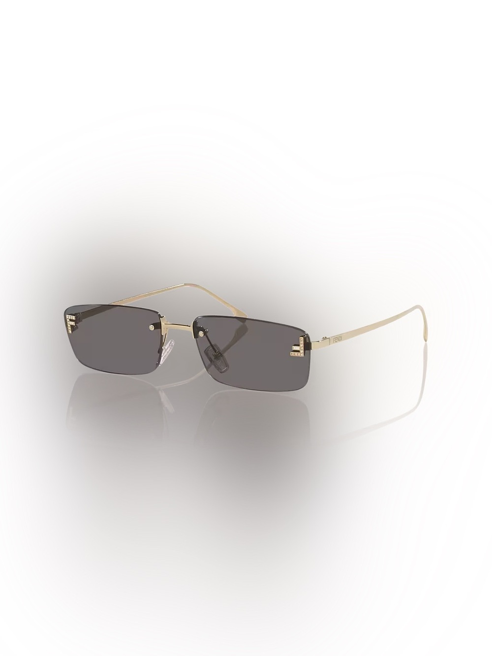 FENDI First Crystal Rimless Rectangular Sunglasses